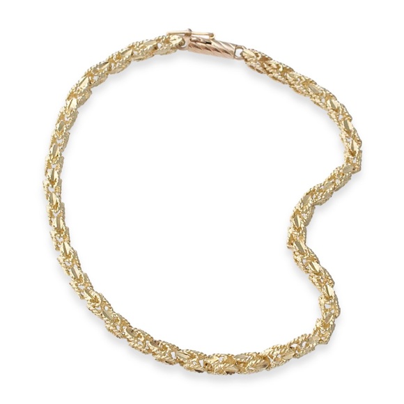 Vintage 10K Yellow Gold Chain Bracelet Diamond Cut Box Link - Picture 5 of 7